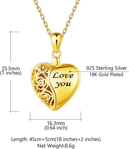 Vista 6 de Custom4U Collar de medallón personalizado para mujer, collar de medallón de corazón de plata que sostiene la imagen, cadena conmemorativa de 16 a 22
