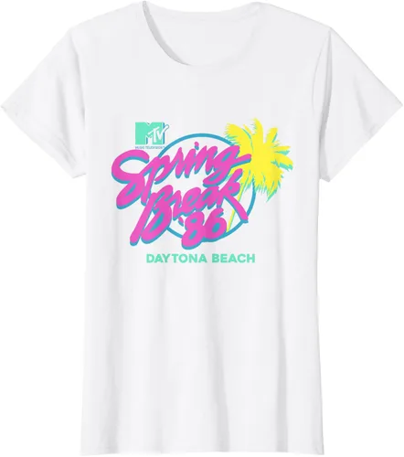 Vista 18 de MTV Camiseta de cuello redondo de ajuste clásico - Spring Break Daytona Beach, negro, adulto, manga corta, algodón y poliéster