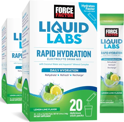 Vista 11 de Force Factor Liquid Labs Paquetes de Polvo de Electrolitos—Limón Lima—Paquetes de Hidratación para Hacer Agua de Electrolitos con 5 Electrolitos