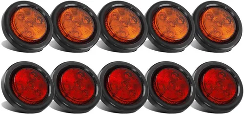 Vista 9 de Partsam 10x Luces Marcadoras de Separación LED Redondas Selladas Ámbar de 2", 4LED [Aprobado por DOT], Kit de Luces Marcadoras Laterales LED
