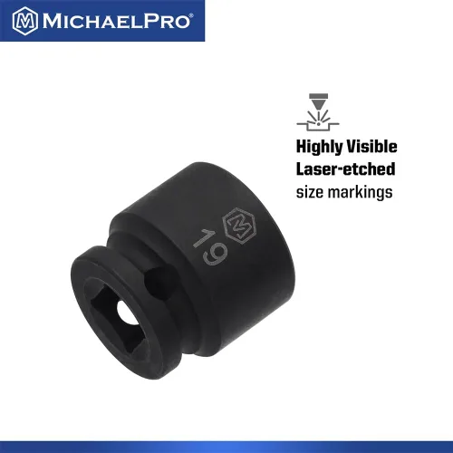 Vista 4 de MichaelPro Juego de llaves de impacto de perfil bajo de 3/8 pulgadas, juego de llaves de perfil bajo de 8 piezas, CR-MO, con riel de enchufe