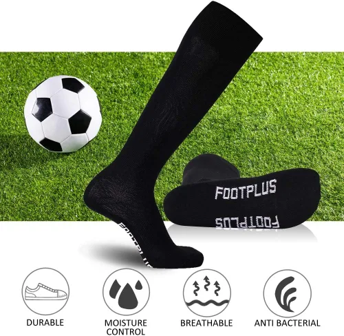 Vista 4 de FOOTPLUS Calcetines de béisbol y sóftbol, unisex, por encima de la rodilla, sólidos, deportivos, rugby, fútbol, regreso a casa