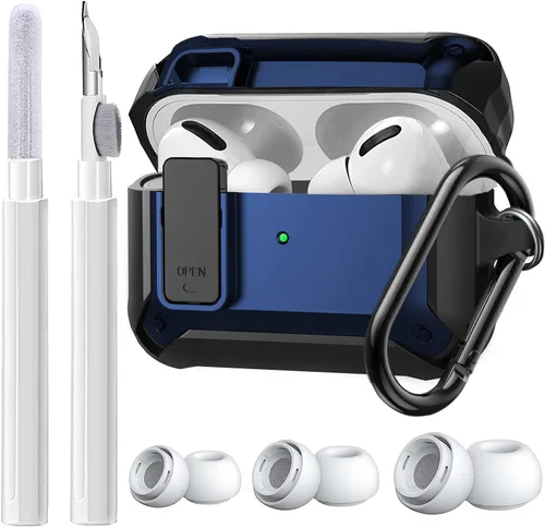 Vista 14 de Olytop Funda de bloqueo para Airpods Pro 2 Gen/Pro con kit de limpieza y puntas de repuesto (S/M/L), funda protectora resistente para iPod Pro