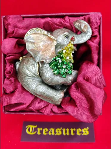 Vista 7 de AtoZ - Caja de tesoros con diseño de elefante, diseño de elefante con colgante de elefante, bonita caja de joyería para regalo de Navidad para ella
