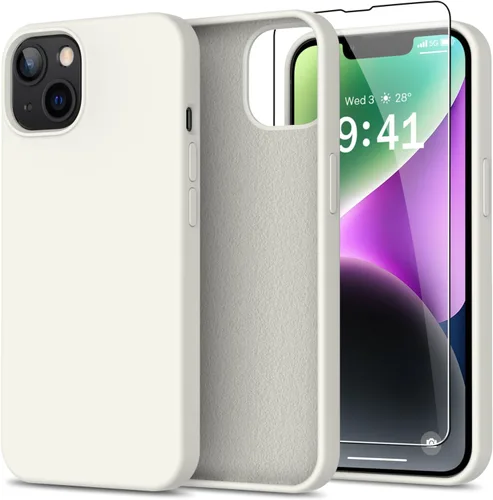 Vista 86 de bemal Funda para iPhone 14 Pro con protector de pantalla, silicona líquida de ajuste delgado, forro de microfibra suave, diseñada para mujeres