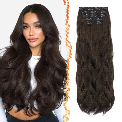 Vista 13 de BARSDAR 24 Inch Synthetic Layered Loose Wavy Black Clip in Hair Extensions