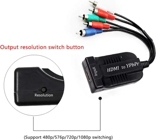 Vista 4 de Convertidor YPbPr HDMI a Macho Escalador, Adaptador HDMI a Video Ypbpr, Convertidor de Componentes HDMI a Escalador con Cable YPBPR Adaptador