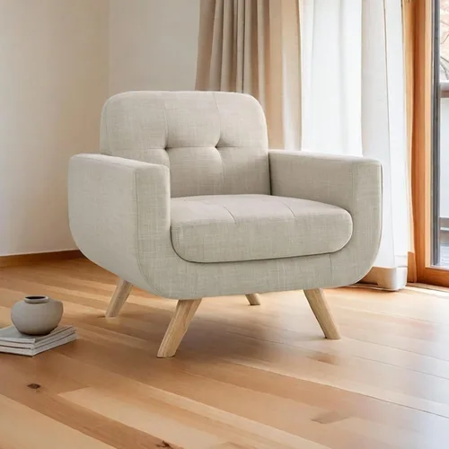 Vista 8 de Rosevera Elena - Sillón contemporáneo con tapicería de lino, muebles de sala de estar, color beige