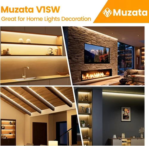 Vista 7 de Muzata Paquete de 10 canales LED en forma de V de 6.6 pies/6.6 ft con canal LED de aluminio plateado con cubierta blanca lechosa iluminación