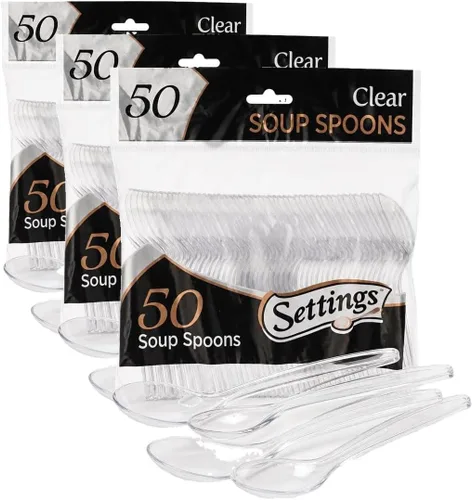 Vista 3 de Settings - Cucharas de té desechables de plástico transparente, 50 cucharas de fiesta por paquete