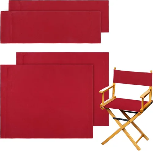 Vista 8 de Juego de 2 sillas de repuesto de lona de director, asiento y respaldo de silla de maquillaje, protector de taburete de lona de algodón para silla