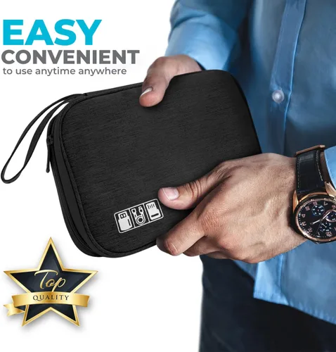 Vista 3 de Organizador de cargador electrónico - Funda de cable de viaje para cables, cargadores y accesorios tecnológicos