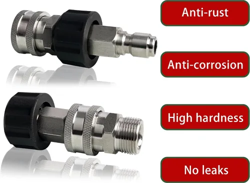 Vista 9 de LIULO TOOL - Juego de conexión rápida para lavadora a presión, kit de desconexión rápida de acero inoxidable, conector rápido rosca macho métrica