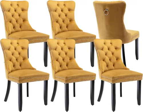 Vista 92 de Juego de 2 sillas de comedor de terciopelo beige, sillas de comedor tapizadas beige01