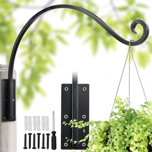 Vista 15 de Lifyzoon Soporte para colgar plantas de alta resistencia (8 pulgadas/negro) Soporte para plantas colgantes forjado a mano para exteriores, duradero