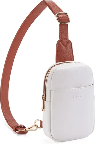 Vista 92 de Telena Riñonera pequeña para mujer, de cuero, cangureras, bolsa de pecho para mujer