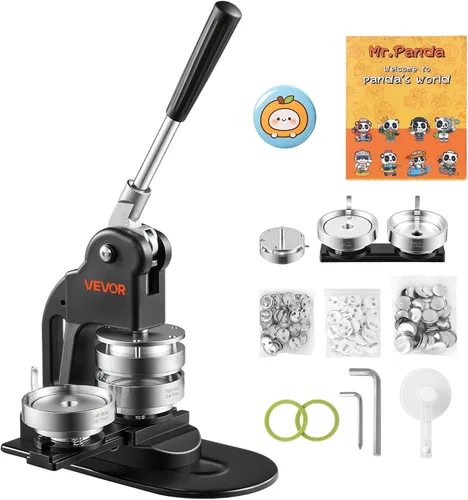 Vista 12 de VEVOR Button Maker Machine 1" / 25 mm Pin Maker 500pcs Button Parts Black Negro