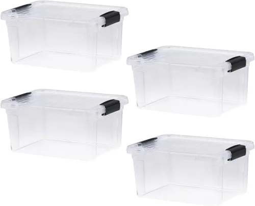 Vista 155 de Superio - Contenedores de almacenamiento de plástico transparente de 1.27 cuartos de galón con tapas, contenedores organizadores apilables, cajas