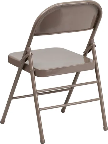 Vista 5 de Flash Furniture Serie Hércules Silla plegable de metal de triple soporte y doble bisagra - beige