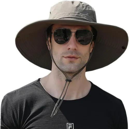 Vista 10 de Sun Protection Waterproof Breathable Wide Brim Bucket Sun Hat H2-beige