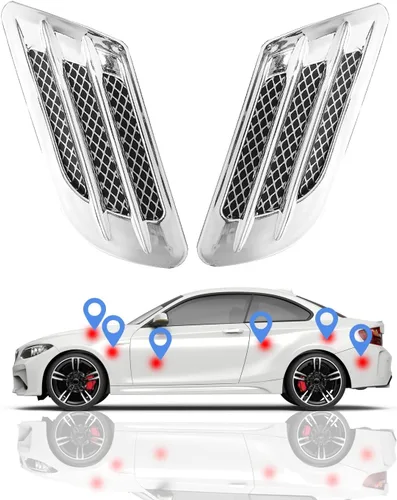 Vista 3 de Ajxn 1 par de pegatinas decorativas de rejilla lateral para flujo de aire de coche universal para SUV de plata