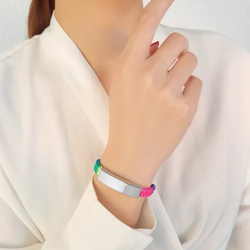 Vista 5 de VNOX Pulsera de identificación de alerta médica de emergencia con grabado personalizado gratuito para mujeres, hombres y niños, 4-9 pulgadas