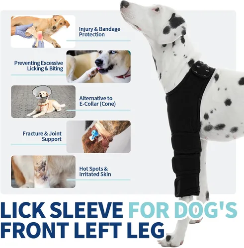 Vista 3 de ROZKITCH Traje de recuperación para perros para piernas delanteras izquierdas, traje de cirugía transpirable para perro, antilamer, alternativa