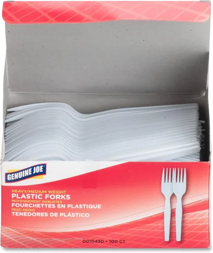 Vista 4 de Genuine Joe Tenedores de plástico blanco pesado (paquete de 100)