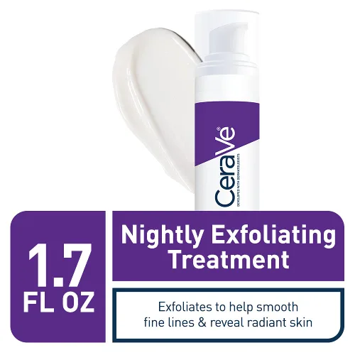 Vista 2 de CeraVe Tratamiento Nocturno Exfoliante Renovador de la Piel, Suero Antienvejecimiento con Mezcla 5% de Ácido Glicólico y Ácido Láctico, Corrector