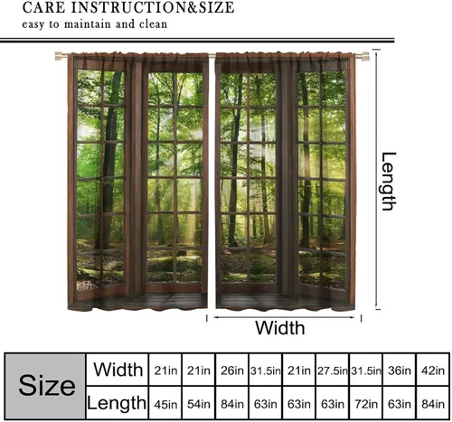 Vista 50 de Cortinas de paisaje, ventana 3D, primavera, bosque, vida silvestre, paisajes de naturaleza, dormitorio, sala de estar, cortinas térmicas opacas de 2