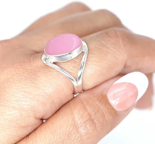 Vista 2 de JEWELOPORIUM - Anillo de plata de ley 925 hecho a mano para mujer, 10 x 14 pulgadas con piedras preciosas ovaladas, joyería para regalo (99021_R)