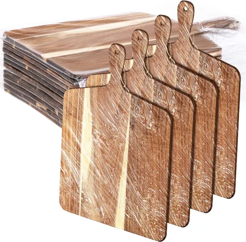 Vista 12 de Patelai Juego de 12 Tablas de Cortar de Madera con Asas, Tabla de Cortar Grande para Servir en la Cocina, Tabla de Cortar Lisa, Regalos a Granel
