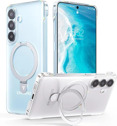 Vista 11 de TORRAS Funda magnética de albaricoque pálido para Galaxy S25 Ultra [compatible con Magsafe] soporte de anillo, a prueba de golpes, translúcida