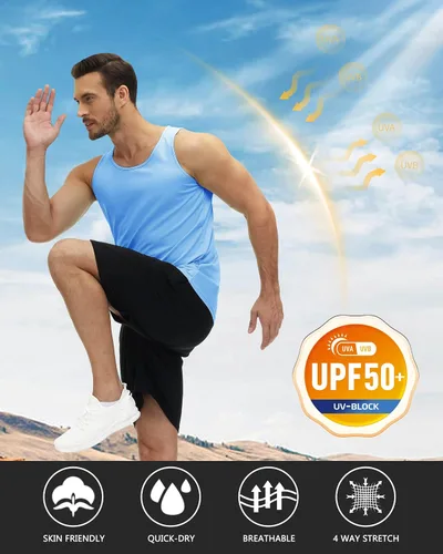 Vista 2 de TACVASEN Camisetas sin mangas para hombre, con UPF 50+, de secado rápido, ligeras, para correr, FPS