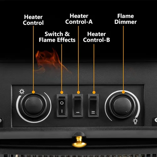 Vista 3 de Xbeauty Estufa Eléctrica de Chimenea de Interior de 22", Calentador de Chimenea Independiente con Brillo de Llama 3D Ajustable, Control