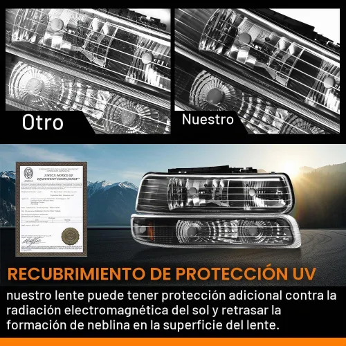Vista 6 de G-PLUS Conjunto de faros, compatible con Chevy Silverado 1999 2000 2001 2002/Se ajusta a Suburban Tahoe 2000-2006 Faros delanteros de parachoques