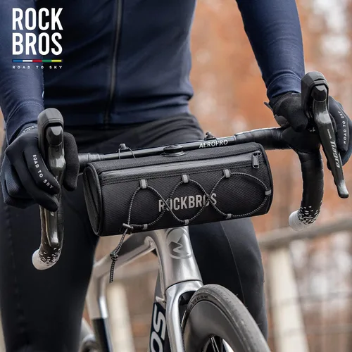 Vista 2 de ROCKBROS ROAD TO SKY - Bolsa para manillar de bicicleta, Bolsa frontal para bicicleta, Bolsa de almacenamiento, Bolsa ligera y resistente para Negro