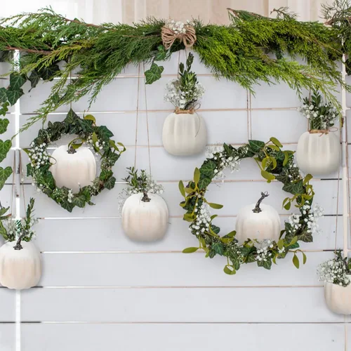 Vista 4 de Woration Calabaza blanca falsa artificial de 5 pulgadas, decoración de calabaza de Halloween de Acción de Gracias, modelo de comida realista