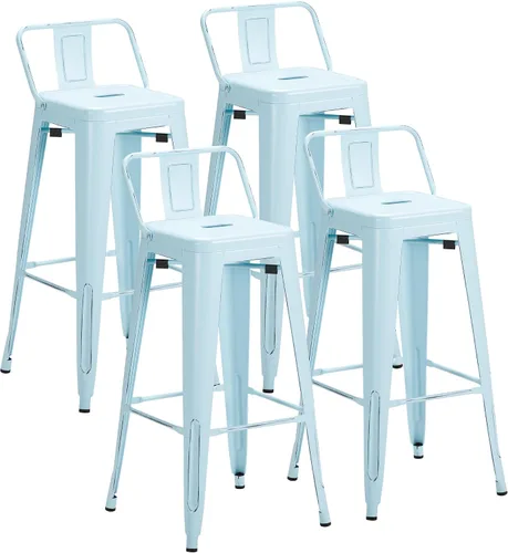 Vista 20 de Furmax - Juego de 4 taburetes de metal de 30 pulgadas, apilables para Azul