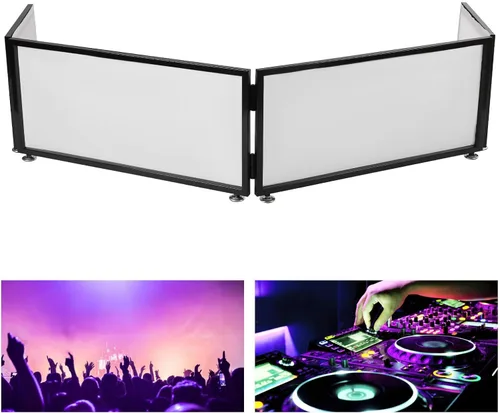 Vista 4 de Cabina de DJ portátil para DJ, pantalla plegable para fachada de eventos de DJ con bolsa de viaje para exteriores e interiores y fiestas en el patio