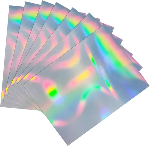 Vista 10 de Papel adhesivo holográfico para impresora de inyección de tinta y láser, 8.5 x 11 pulgadas, vinilo imprimible, autoadhesivo, impermeable, arcoíris 4