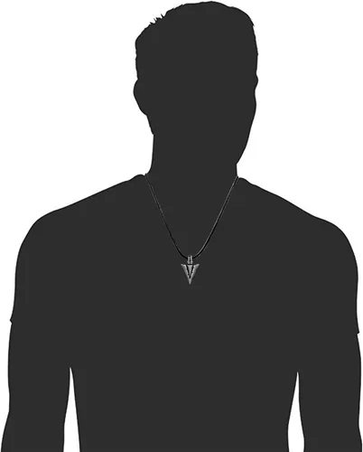 Vista 2 de MANBU Collar con colgante de punta de flecha de plata de ley 925 para hombre con cadena de cuerda de cera tejida