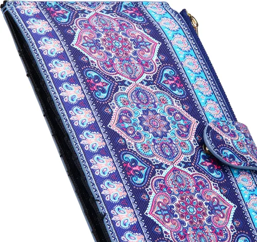 Vista 6 de Badiya Billetera para mujer con bloqueo RFID, multitarjetero, gran capacidad, con bolsillo con cremallera, regalo