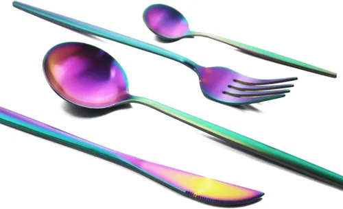 Vista 22 de JASHII Juego de cubiertos de acero inoxidable de 24 piezas, juego de cubiertos de servicio para 6, utensilios para cocina, aptos para lavavajillas