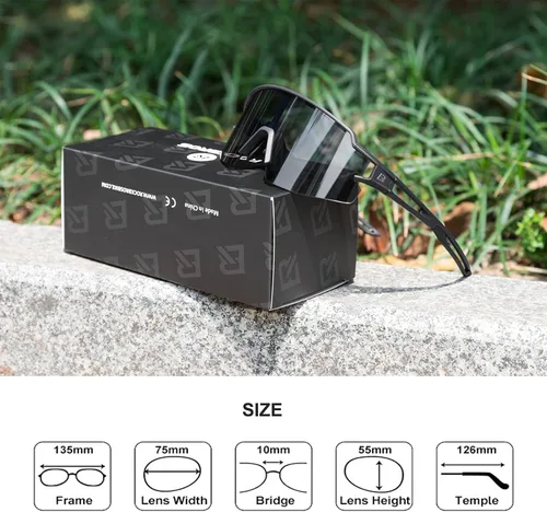 Vista 7 de ROCKBROS Gafas de sol deportivas fotocrómicas polarizadas para hombres y mujeres, protección UV, gafas de sol de ciclismo con marco envolvente
