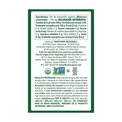 Vista 2 de Traditional Medicinals - Té de hierbas orgánico de manzanilla, 16