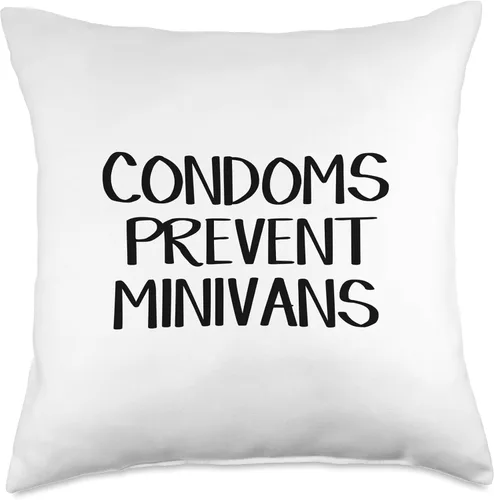 Vista 4 de Condoms Prevent Minivans Almohada de tiro 16x16, multicolor