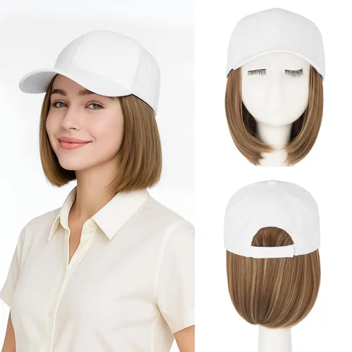 Vista 13 de SEGO - Peluca de gorra con pelo adjunto para mujer, gorra negra de béisbol con extensiones de pelo, gorra de béisbol larga y ondulada con ajuste