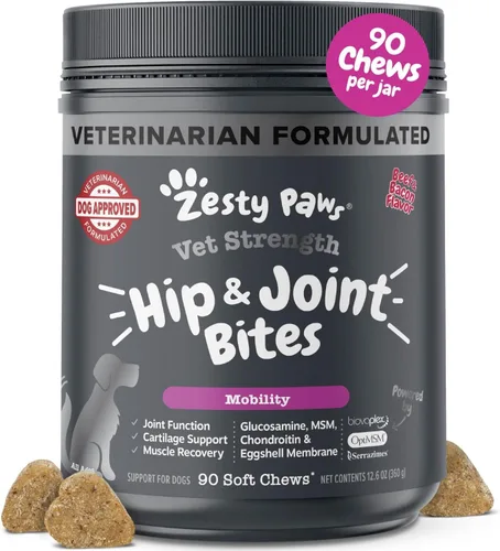 Vista 9 de Zesty Paws Cadera y articulación para perros, glucosamina para perros Suplemento de cadera y articulaciones con condroitina, MSM, vitaminas C y E