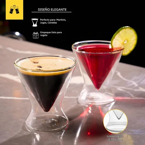 Vista 4 de LEMONSODA Vasos de cóctel de Martini sin tallo, transparentes de 8 onzas